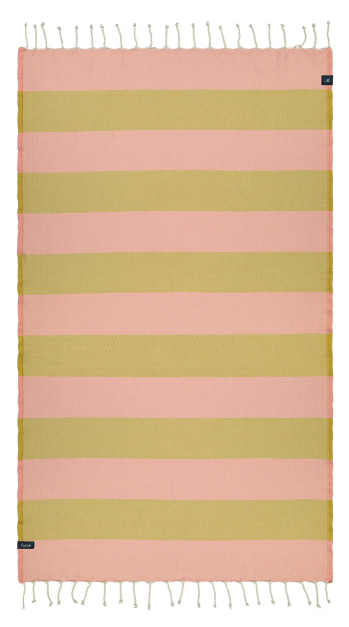 Bedu Coral & Mustard Beach Towel (2)